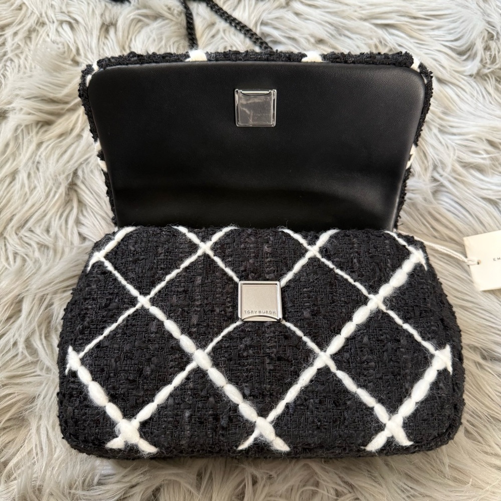TORY BURCH Willa Tweed Mini Top Handle Bag NWT - Picture 8 of 15